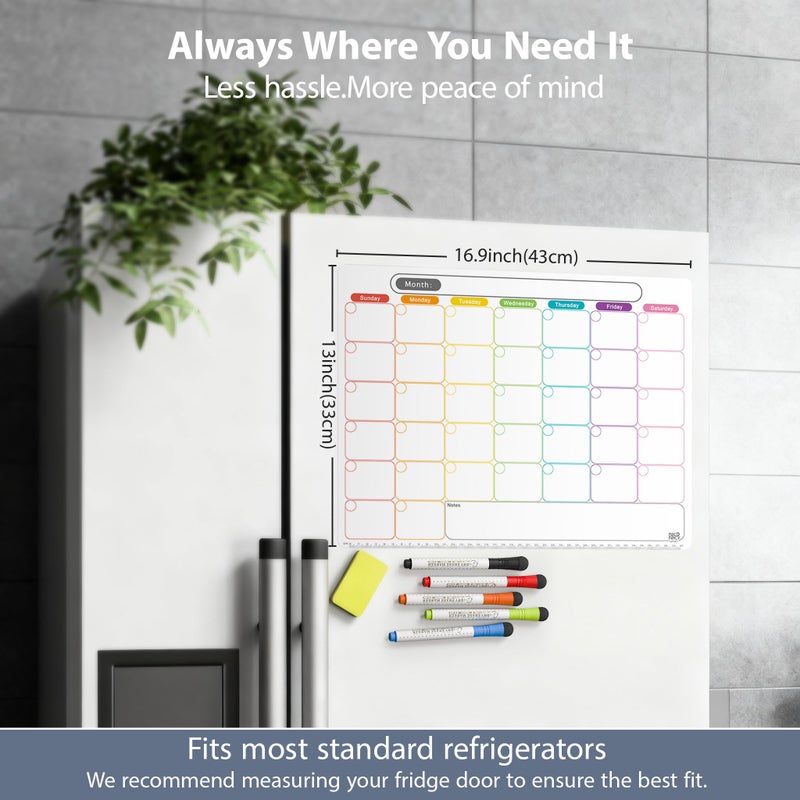 Mag-Fancy Dry Erase Calendar Kit- Magnetic Calendar for Refrigerator - Monthly Fridge Calendar Whiteboard with Extra-Thick Magnet Included 5 Marker & Eraser - Image 5